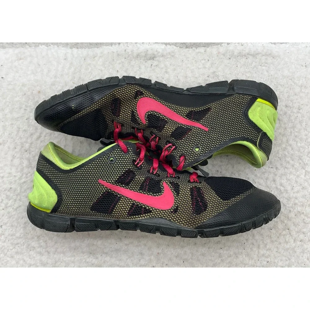 Nike Free Bionic Running Shoes Womens 7.5 Black Pink Green Lightweight 599269063